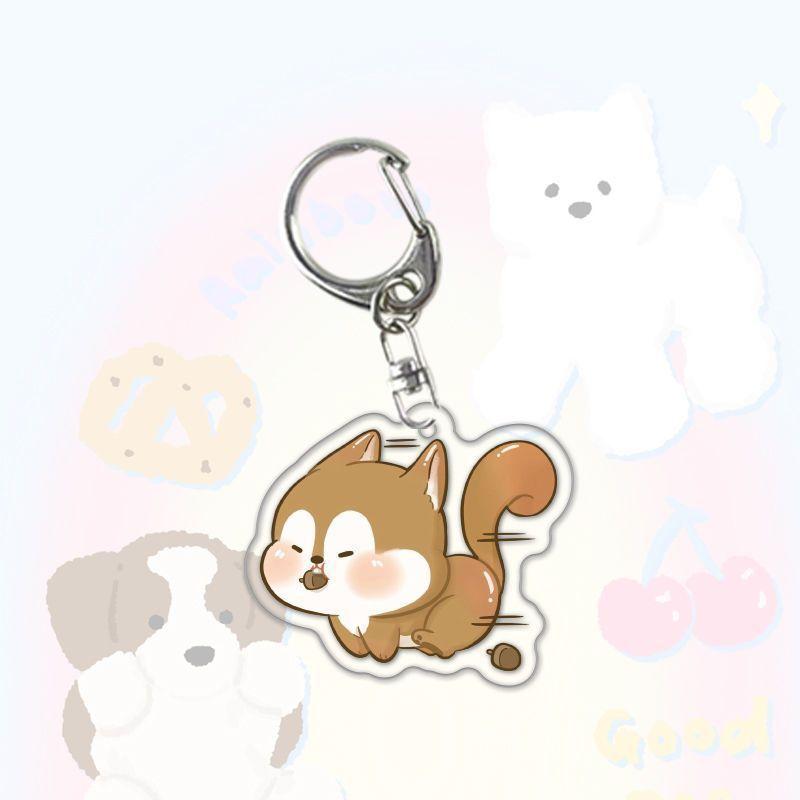 Running Animal Cat Dogs Pets Acrylic Funny Toy Animal Key Ring for Women Men DIY Car Handbag Phone Case Pendant Accessories Gift