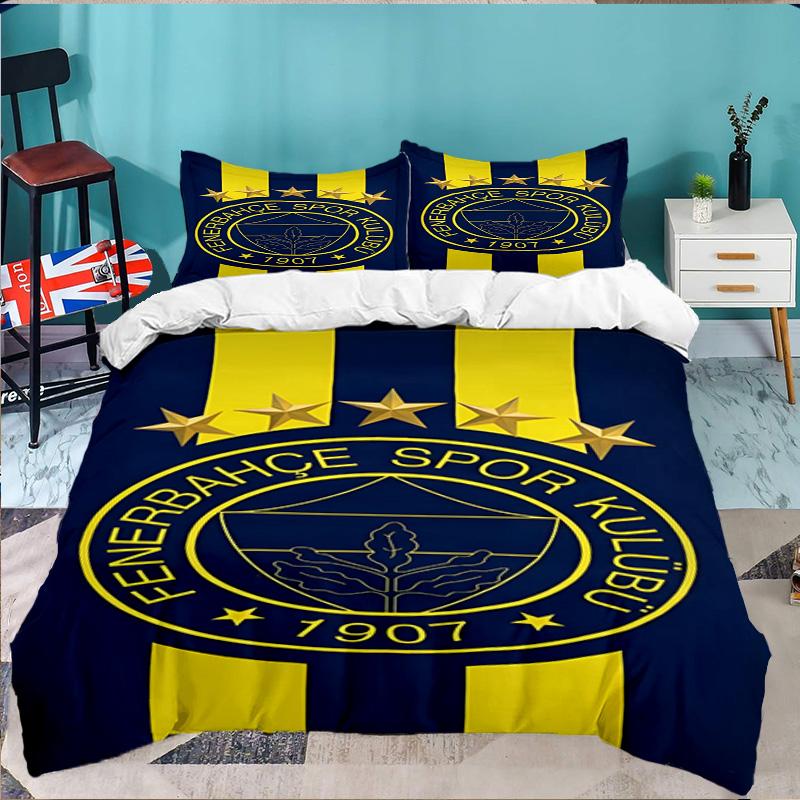 Fenerbahçe Crest Design 3PCS Bedding set,Ideal for 1pc Duvet Cover And 2pcs Pillowcases Perfect for Fan gift,Ideal for Bedroom, Dormitory