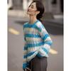 Demana Women's Merino Mohair Blend Hollow-Out Striped Knit Sweater