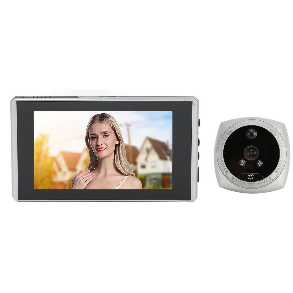 Digital Door Viewer Peephole 1080P Color Night Vision Human Body Detection 4.5 Inch Screen Smart Digital Doorbell Silver