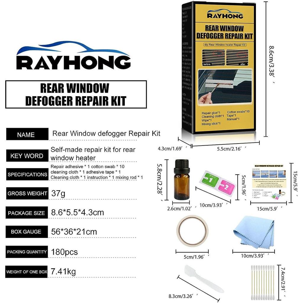 Reparasjonssett for bakrutevarmer, Konduktivt DIY-reparasjonssett for bakrute, Varmeapparat Defrosterreparasjon Reparerer Rissete Ødelagte Defroster Varmetrådlinjer