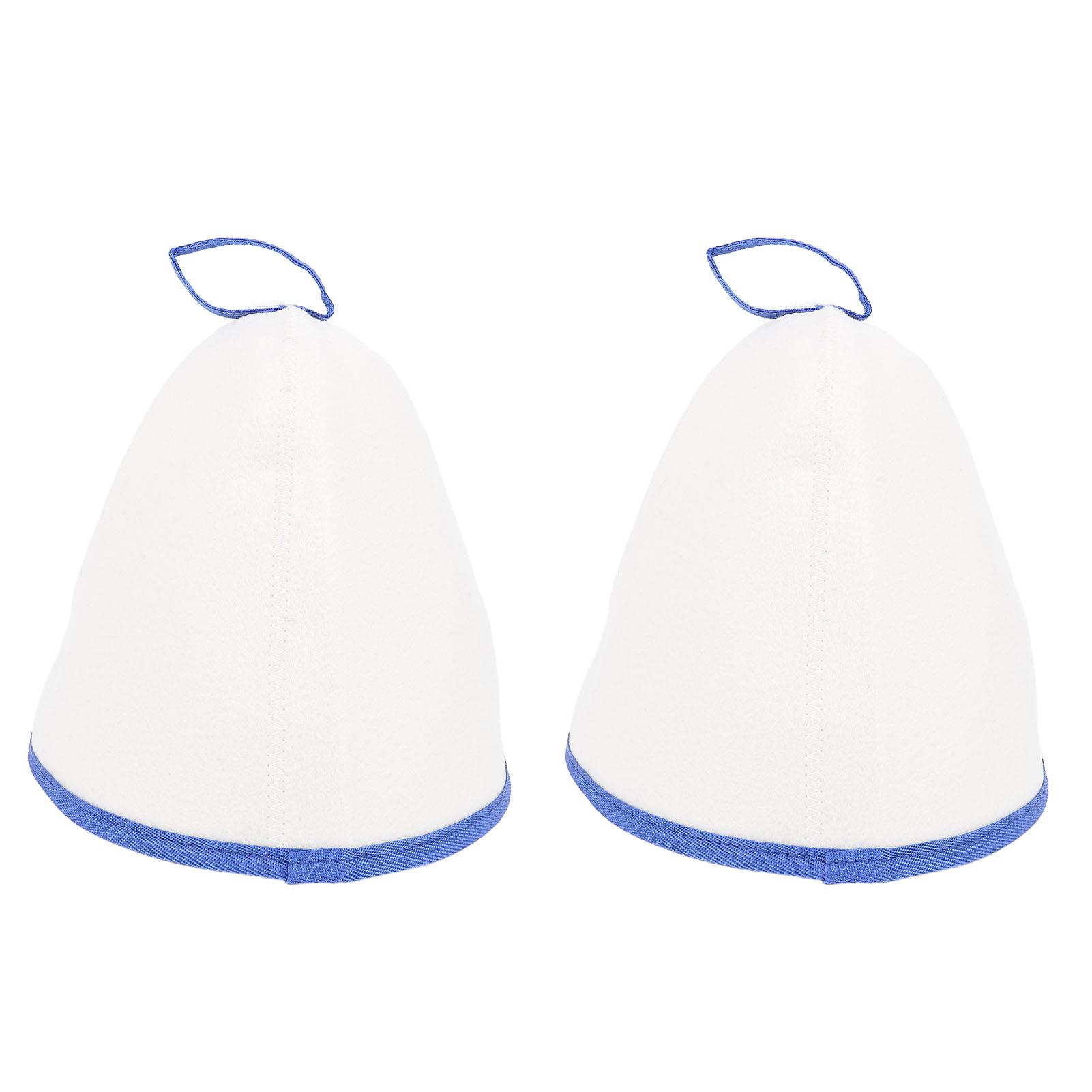 2шт шапочка для сауны и душа фетровая ткань утолщенная впитывающая воду шапочка для сушки волос для мужчин и женщин баня White Blue