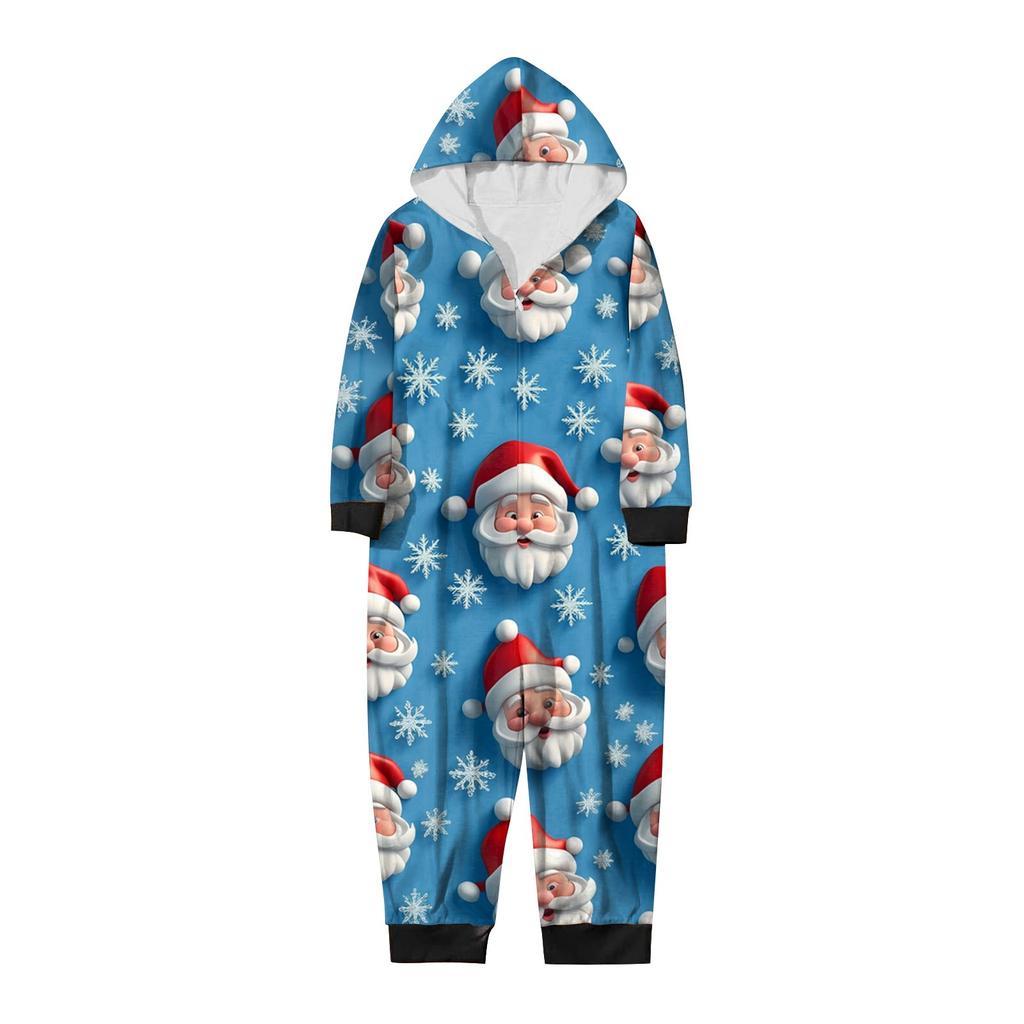 Weihnachtsdruck Eltern-Kind-Outfit Kapuzenreißverschluss Einteiliges modisches Heimanzug-Set