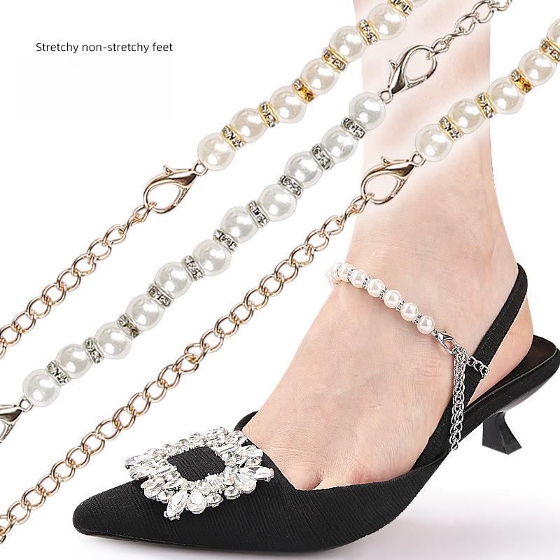 Pearl Chain Bundle Shoelaces Installation-free Shoes Big Not Heel Shoelaces Sandals Walk Off with Lazy People A Variety of Straps