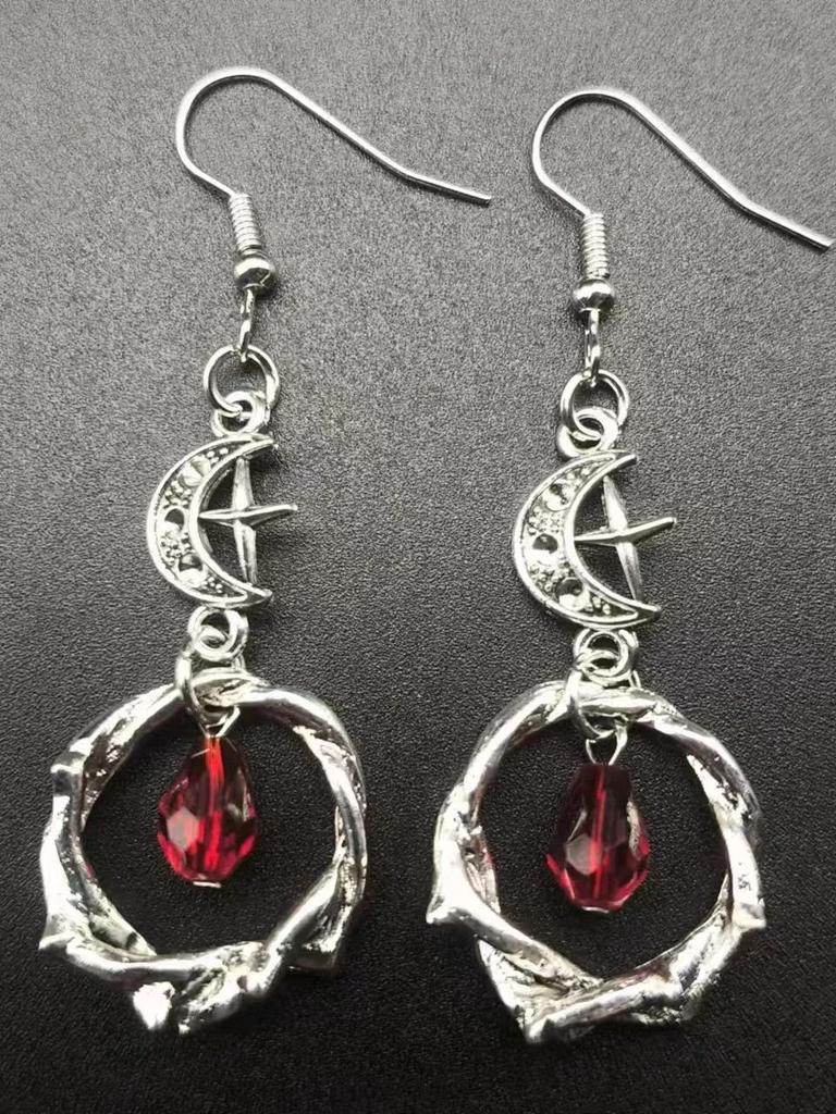 Y2K Gothic style personalized creative rose, vine, artificial crystal pendant women's earrings, suitable for daily wear