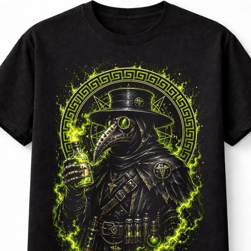 Plague Doctor Gothic Horror Occult Alchemist Black Unisex TShirt S
