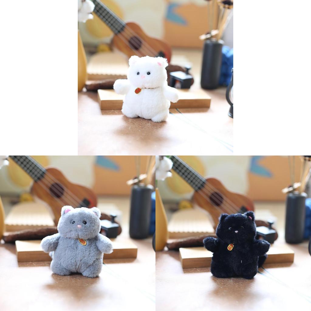 Adorable Plush Lucky Cat Keychain Soft Stuffed Toy For Bags And Keys