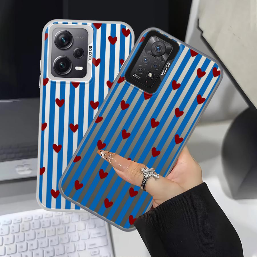 Back Phone Cover Case for Xiaomi Redmi 12C 9T 14C A5 10C K60 A1 A2 Plus 13C 9C Note 9 10 Stripe Love Heart