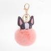 Bulldog Pom Pom Keyring (Pink) Bag Decoration Perky Ring