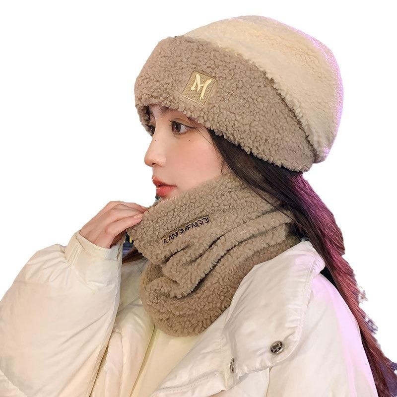 New M Standard Plush Line Thermal Cap for Children, Thickened Cold-proof Scarf Cover In Autumn and Winter, Lamb Wool Cycling, Ski Cap