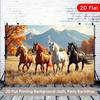 2D Plane Four Steed Prairie Galloping Indoor and Outdoor Party Banner Suitable for Birthday Wedding Polyester