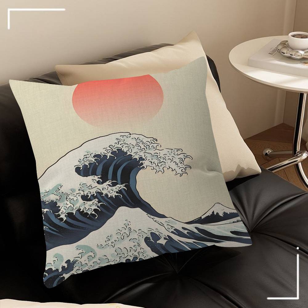 Vintage Ukiyoe The Great Wave Off Kanagawa Pillowcase Toon Gift Cushion Cover Bedroom Home Sofa Chair Seat Decor Pillow Case