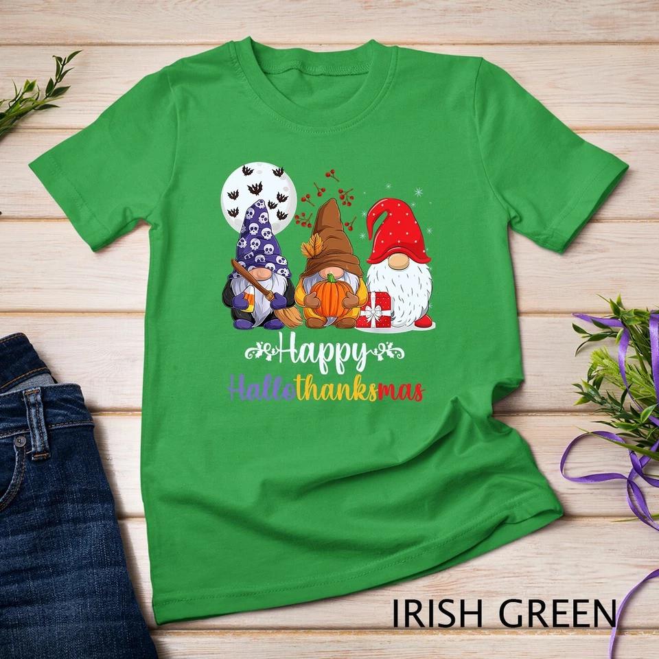 Happy HalloThanksMas Gnomes Unisex T-shirt 3 3XL