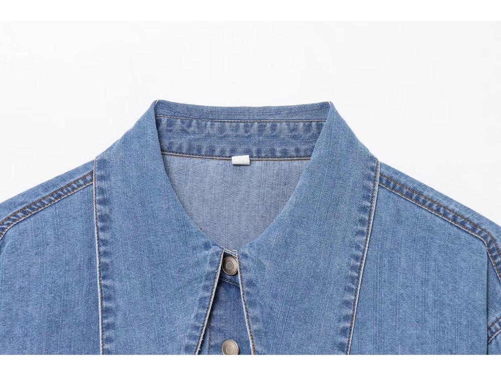 2025 Spring Women's Fashion Bow-Knot Denim Shirt - European & American Style