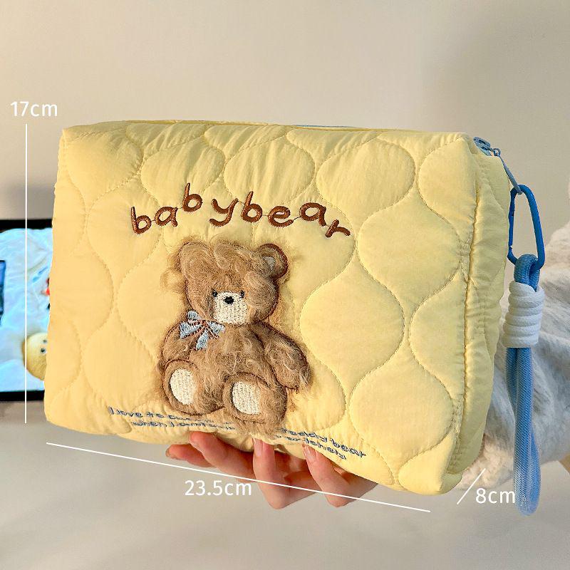 Compact Cute Bear Makeup Bag for Women: Portable, Large Capacity Travel Toiletry Storage