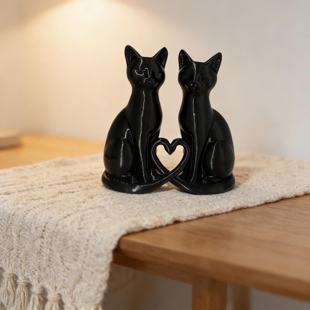 Lover's Love Cat Sculpture Ornament, Valentine's Day Love Cat Sculpture, Meow Ornament, Suitable for Home Desktop Decoration