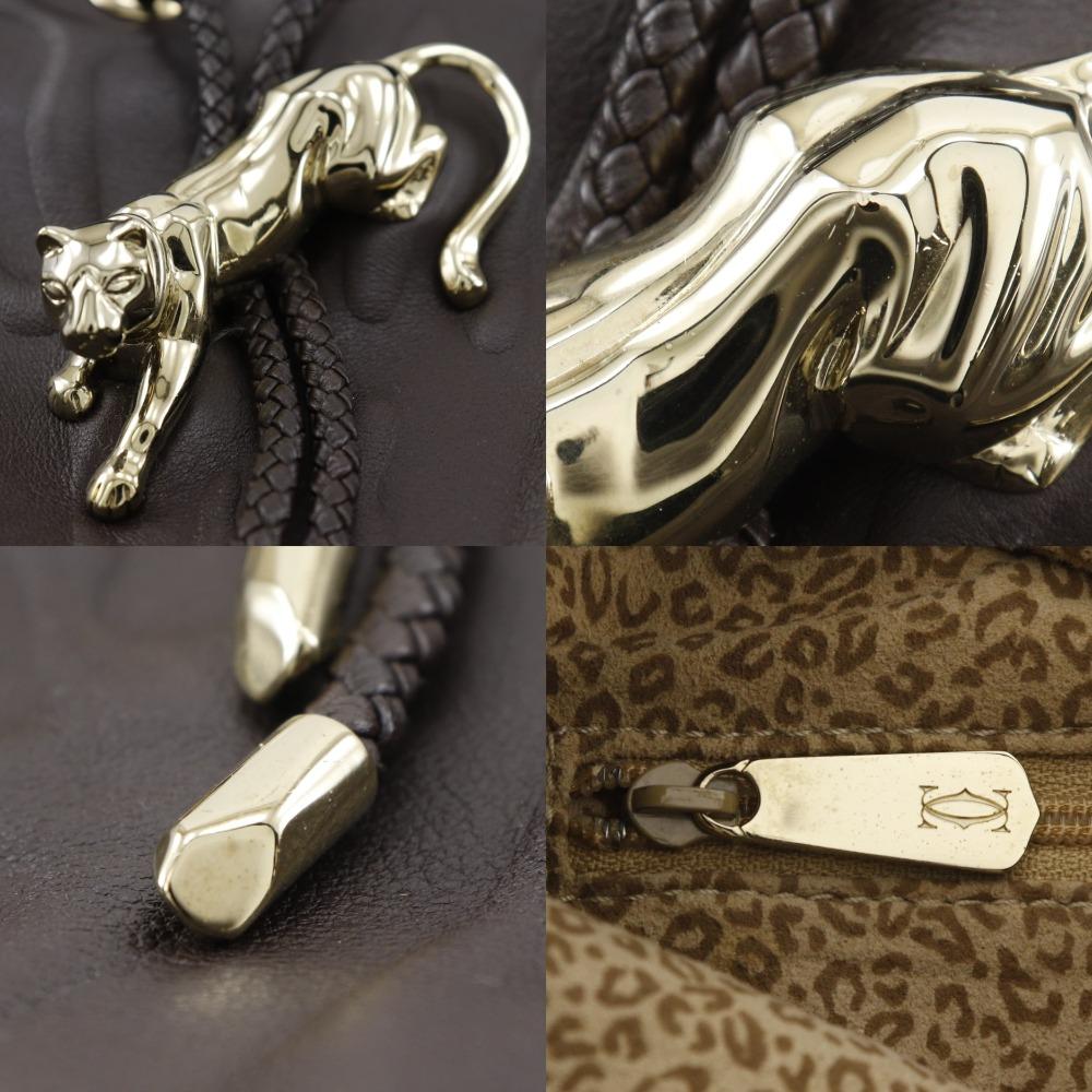 CARTIER PANTHERE Shoulder Bag Panther Hobo bag Brown leather Women Used