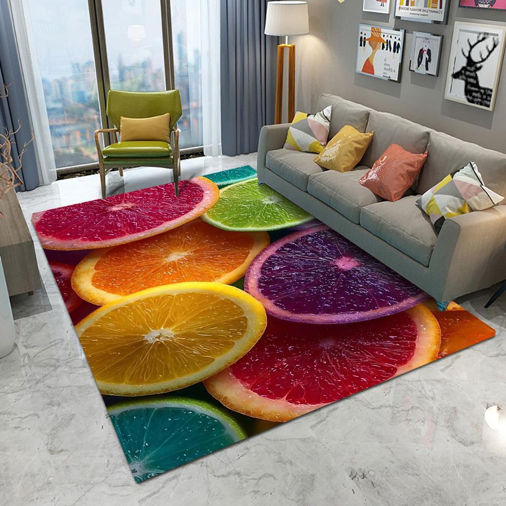 Kiwi Slice Fruit Area Rug Water Drop Green Pattern Washable Floor Mat Fresh Tropical Fruit Carpet For Bedroom Space Decor