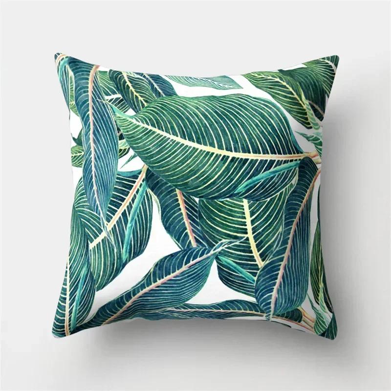 Tropical Plant Green Leaves Cactus Pillowcase Living Room Sofa Cushion Cover Office Bedroom Home Decorative Pillow Covers