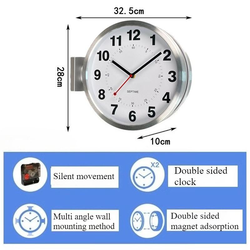 Metal Wall Clocks Double Sided Clock Bedroom Modern Elegant Design Watch Interior Luxury Magnetic Attraction Quartz Watches