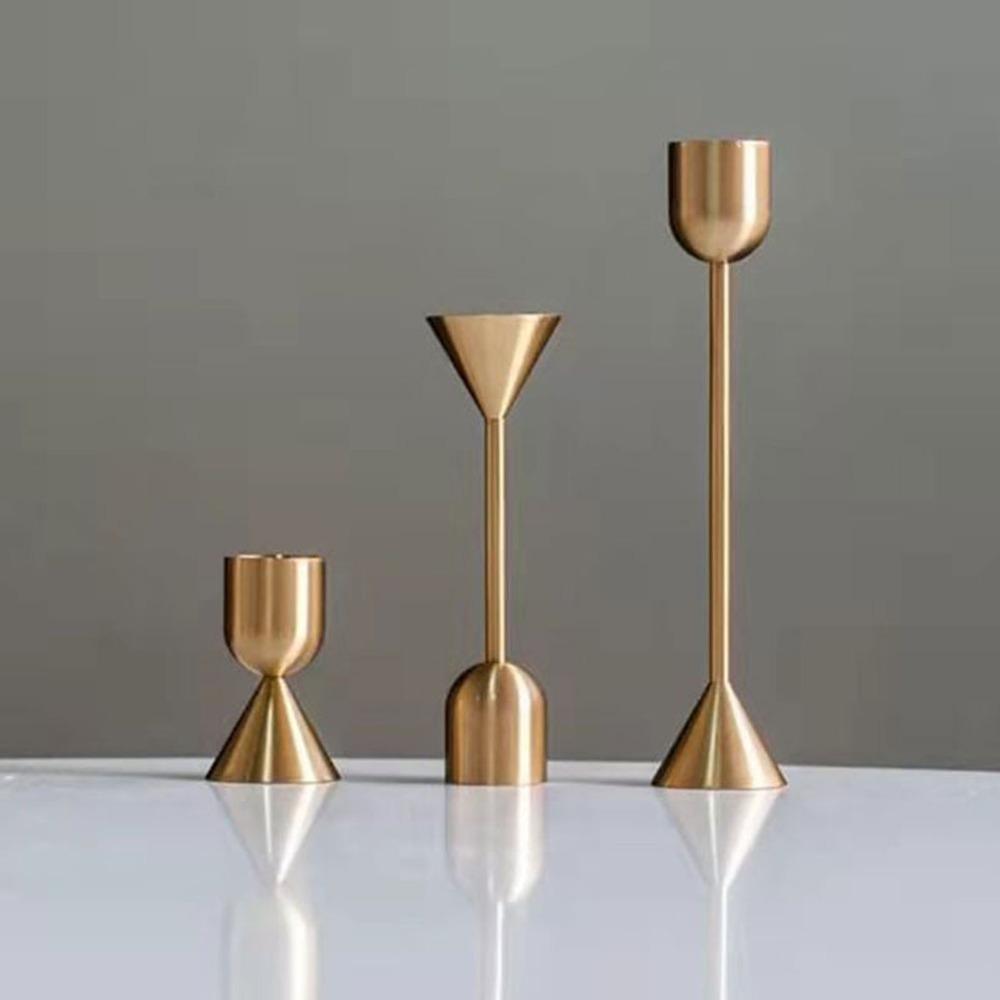 3pcs Different Heights Candlestick Holders Gold Metal Candle Holders Wedding Centerpiece