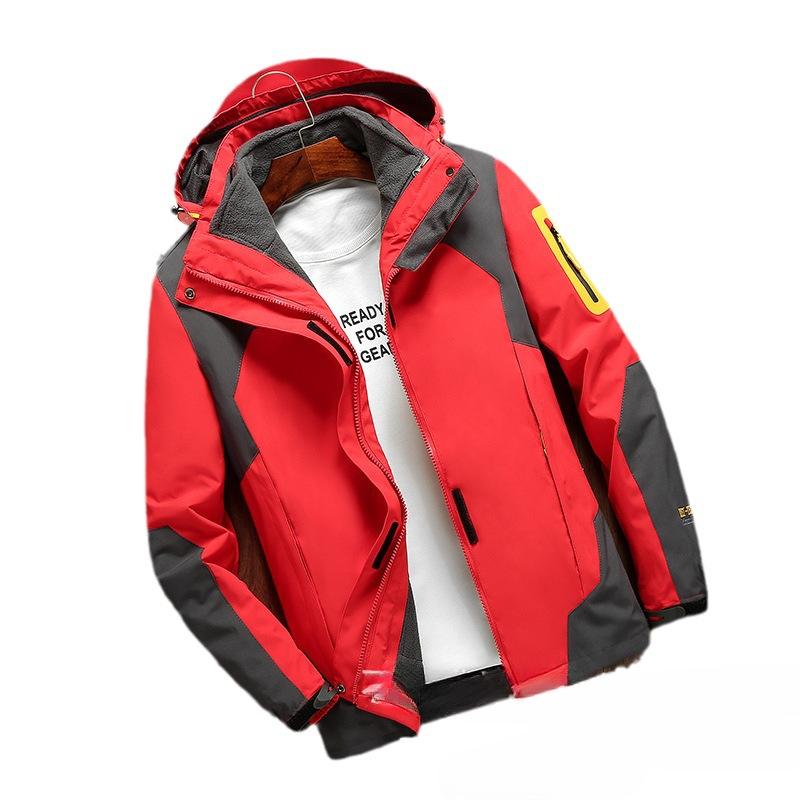 Spring and Winter Outdoor Jacket Men's and Women's Detachable Two-piece Thick Windproof Waterproof Mountaineering Clothing
