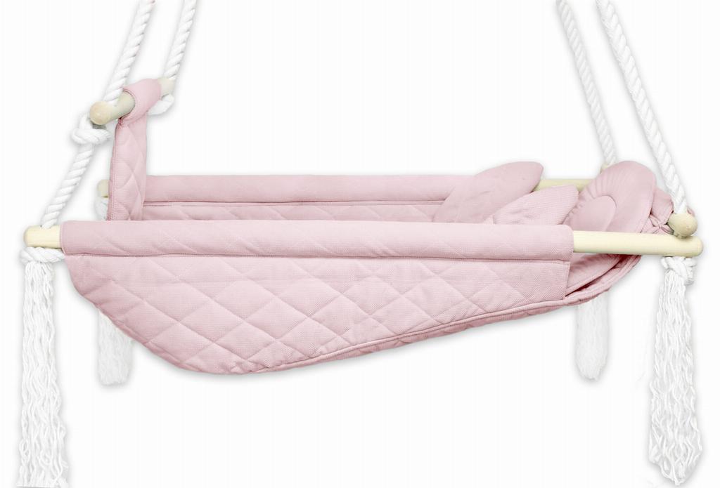 Cradle - bouncer - baby swing - for home and garden VELVET - PINK