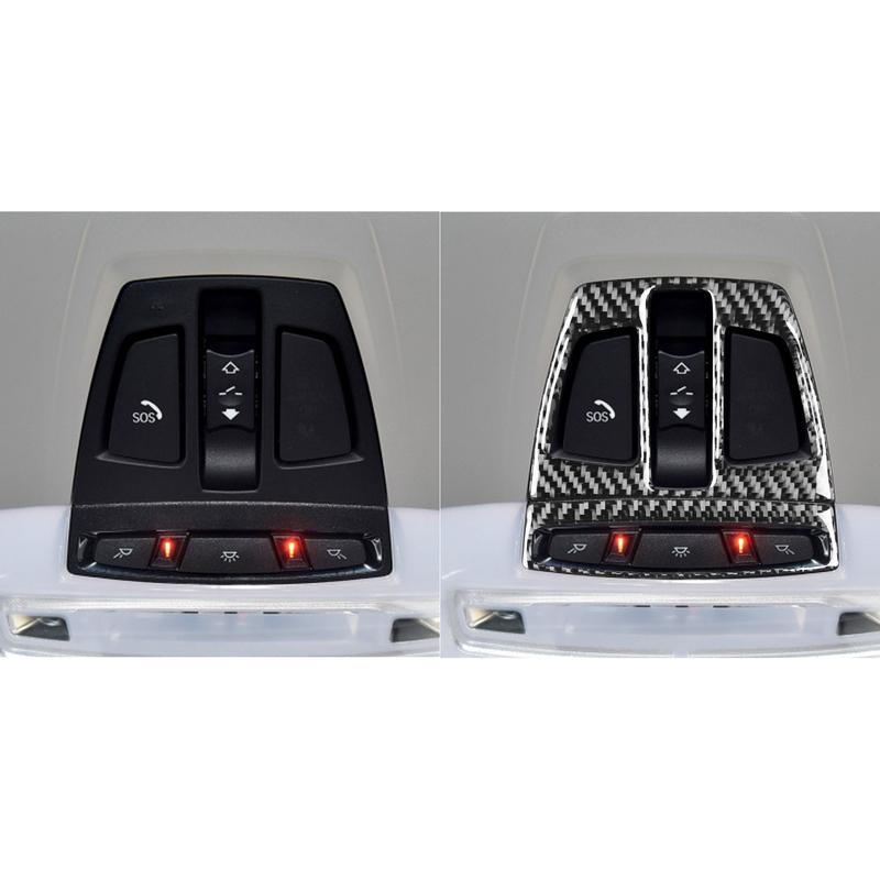 Real Carbon Fiber Car Accessories Reading Light Decorative Trim Cover Soft Sticker For BMW X5 F15 2014-2018 X6 F16 2015-