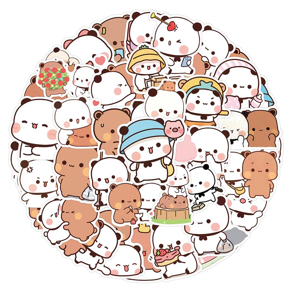 10/30/50/100pcs Kawaii Cartoon Bubu and Dudu Stickers Cute Bear Couple Decal DIY Laptop Motorcycle Phone Case Waterproof Sticker