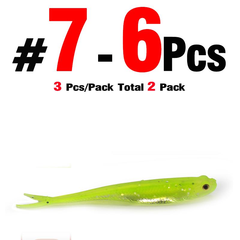 MNFT 6Pcs Fishing Worm Soft Silicone Swimbaits Lure Paddle Tail Shad Minnow Paddle 7.5cm 1.8g  Paddle Tail Swim Bait