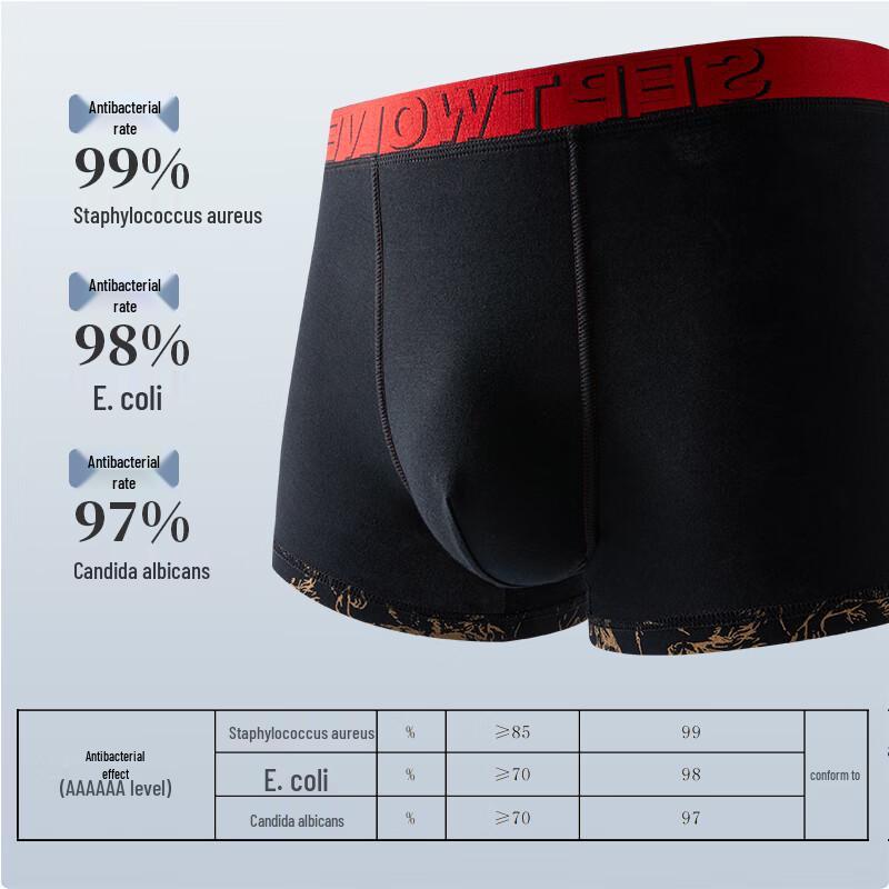 SEPTWOLVES Men's Chinese Style Print Cotton Boxer Briefs