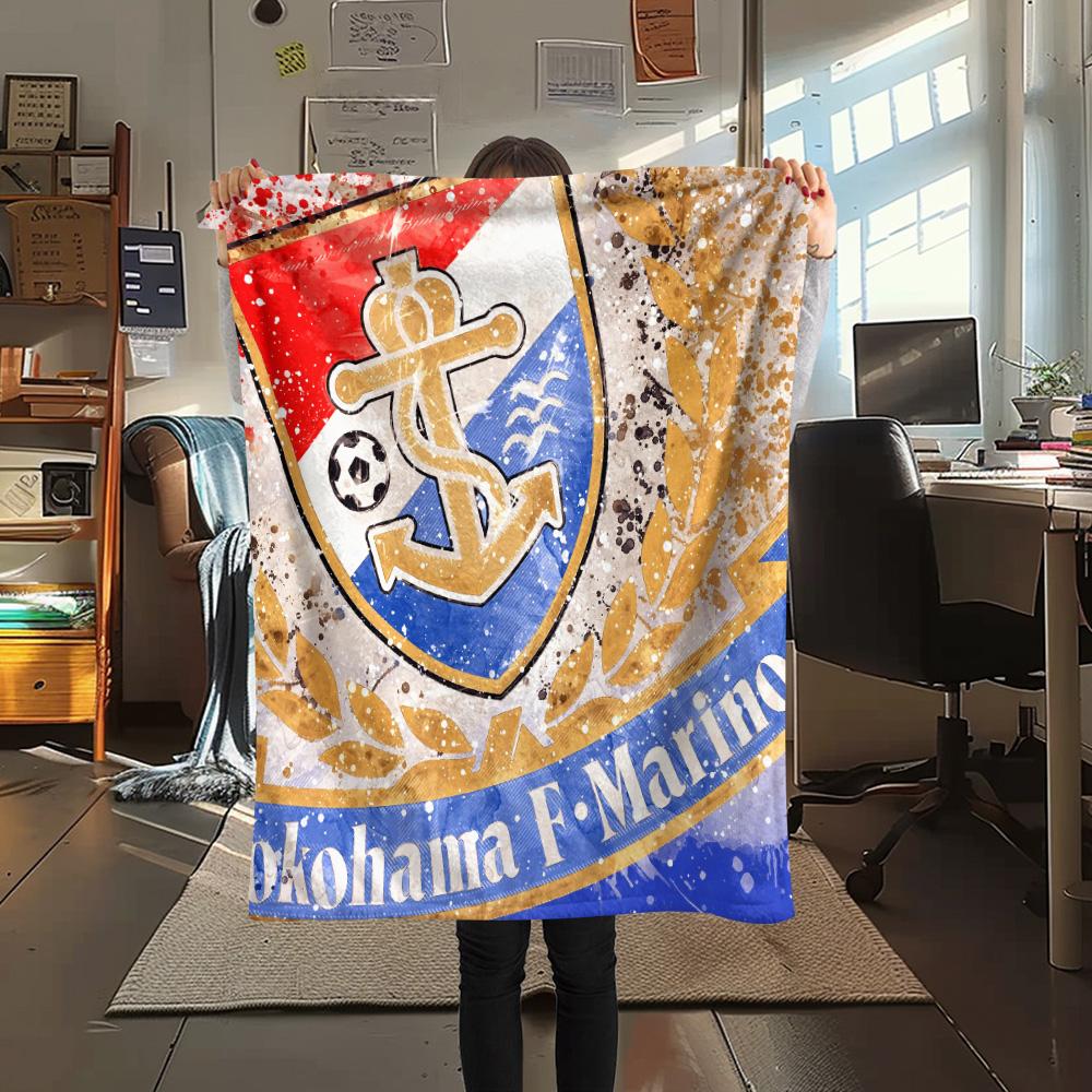 Yokohama F. Marinos Print Flannel Blanket, High quality Comfortable for All Seasons, Home Decor, Warmth and Comfort