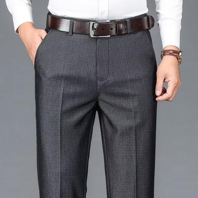 Pantalon d'affaires pour homme avec un tombé fluide Pantalon décontracté formel Coupe droite Printemps-Été Extensible Convient aux pères d'âge moyen