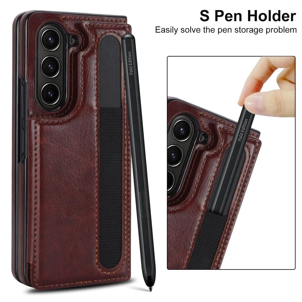 Custodia per penna, porta carte, telefono ZFOLD6 Custodia in pelle con schermo pieghevole ZFOLD4 e fibbia magnetica.
