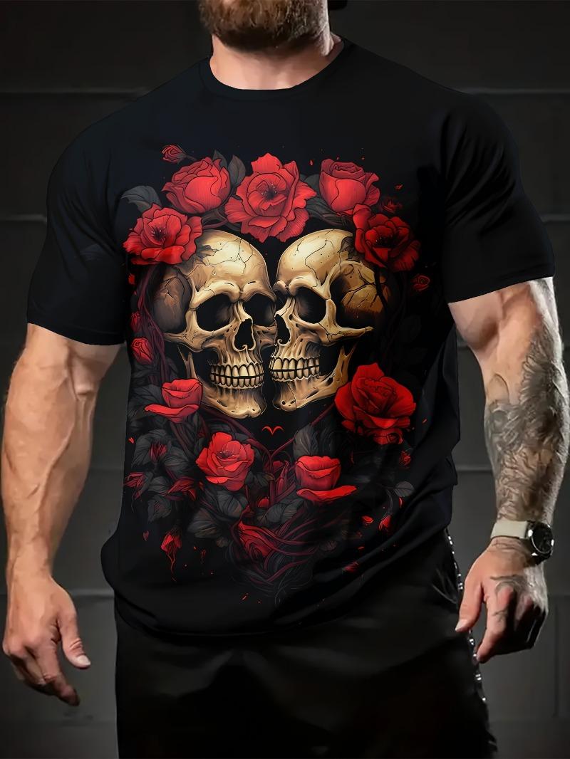 Skull Rose Heart Men s T-Shirt S