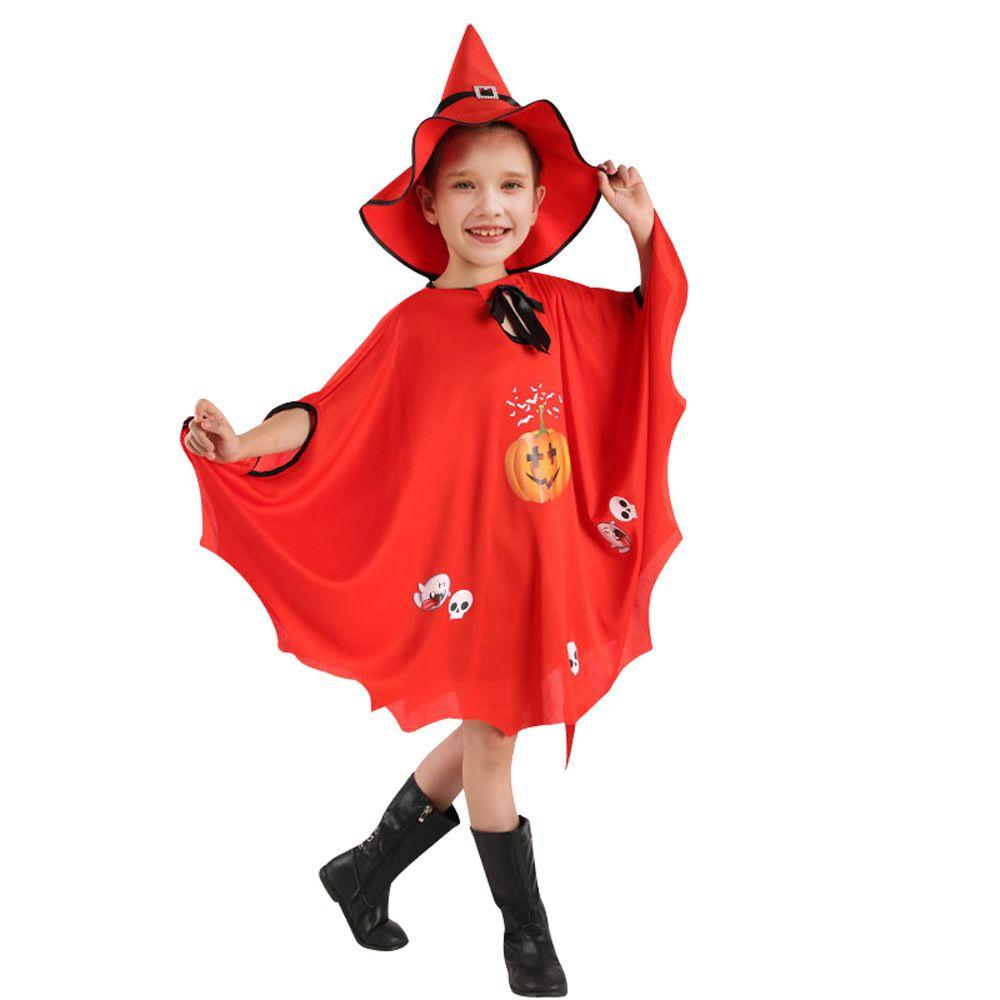 Children With Halloween Hat cloak Witch Cosplay Costume Fancy Dress Party Set