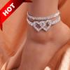 2Set of Heart-shaped Rhinestone Anklets Shiny Beach Foot Jewelry Wedding Accessories