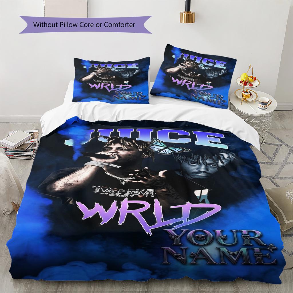 Name Custom Juice Wrld Pattern Bedding Set Quilt Cover Pillowcase Home Decor Gift (1 * Duvet Cover + 2 * Pillowcase, Without Core)