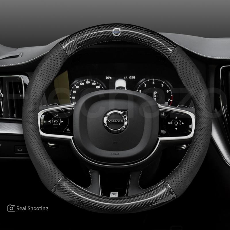 Autolenkradbezug 37-38cm Leder Anti-Rutsch Zubehör, Für Volvo XC60 XC90 S60 V50 V90 S80 C40 XC40 V70 C30 XC70 S90