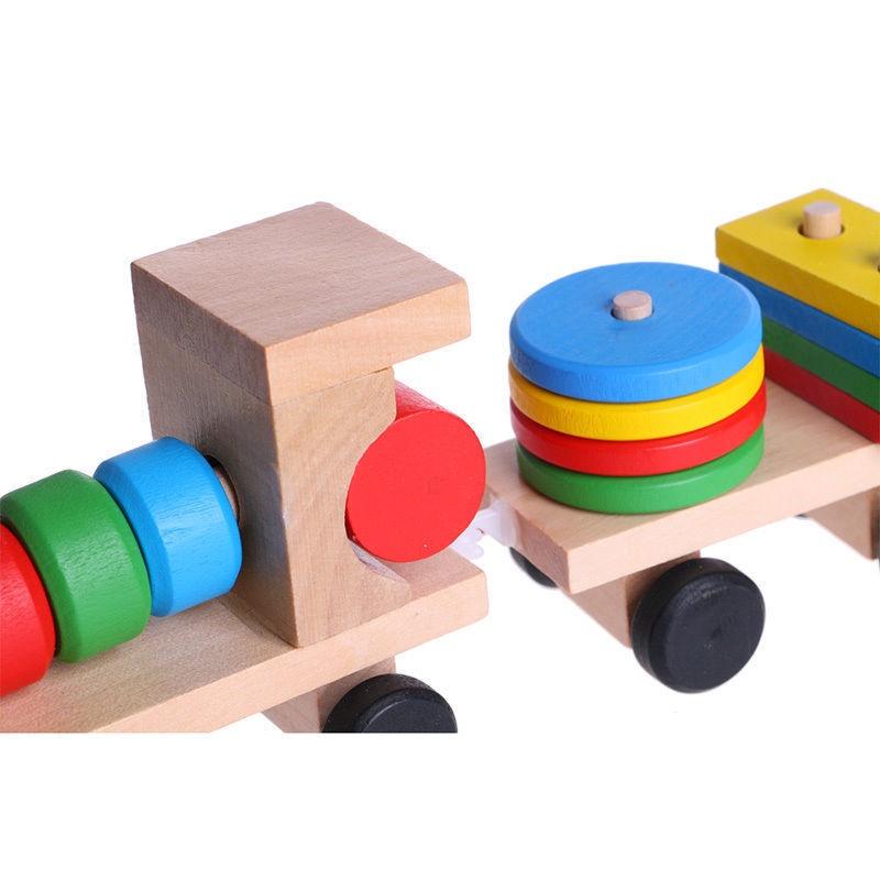 Delightful Kids Developmental Toys Train Truck Wooden Geometric Blocks Baby Educational Toy