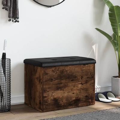 Storage Bench In Smoked Oak Finish 62 X 42 X 45 Cm Wood Based Material