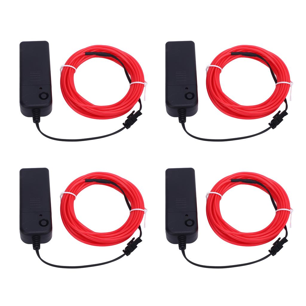 4PCS Neon Lights Strip 16.4ft Length Pink Portable Battery Pack 360 Degrees  Cuttable Glowing Rope Light