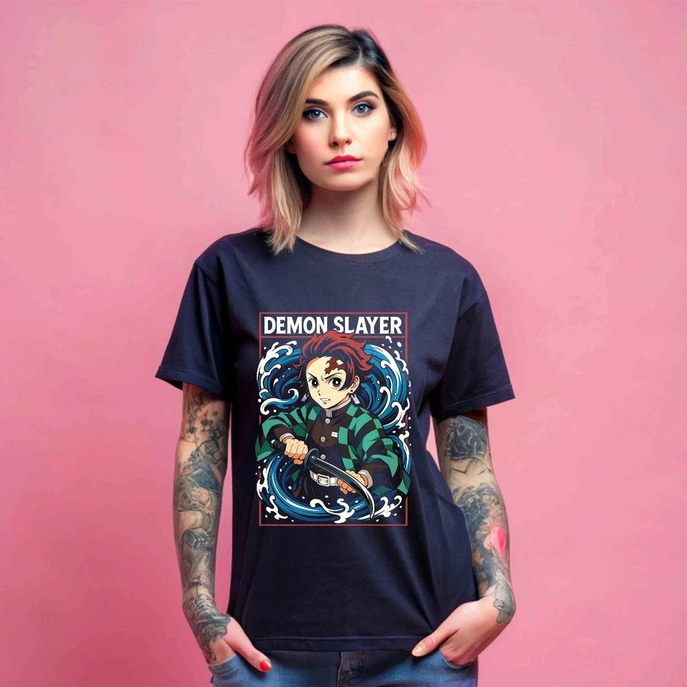 Anime Tanjiro Demon Slayer Kimetsu No Yaiba Black T Shirt S