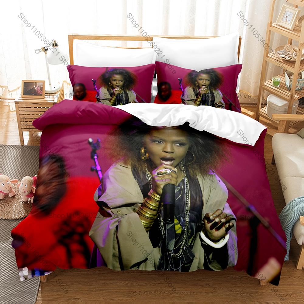 Lauryn Hill Vintage Afro Soul Reggae Themed 3PCS Bedding 1 Duvet Cover + 2 Pillowcases Envelope Pillow Covers All Season