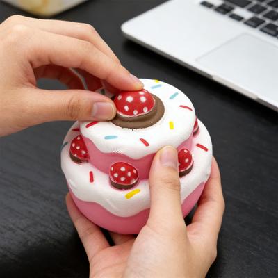 Slow Rising Fidget Toy Double-Layer Strawberry Cake Squeeze Toy Safe Stress Reliever Soft Slow Rebound Decompression Gift for Kids Adults