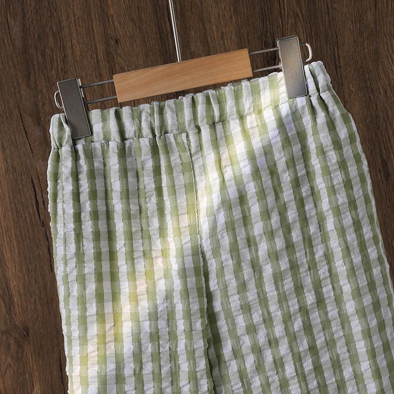 Children Clothes 2025 Autumn Plaid Loose Ruffled Long Sleeve Top And Wide Leg Pants Two-Piece Set For Girls