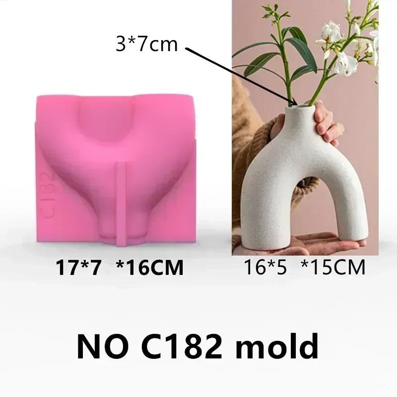 Nordic Striped Donut Cylindrical Vase Epoxy Resin Silicone Mold Circular Ring Donut Vase Concrete Cement Gypsum Silicone Mold