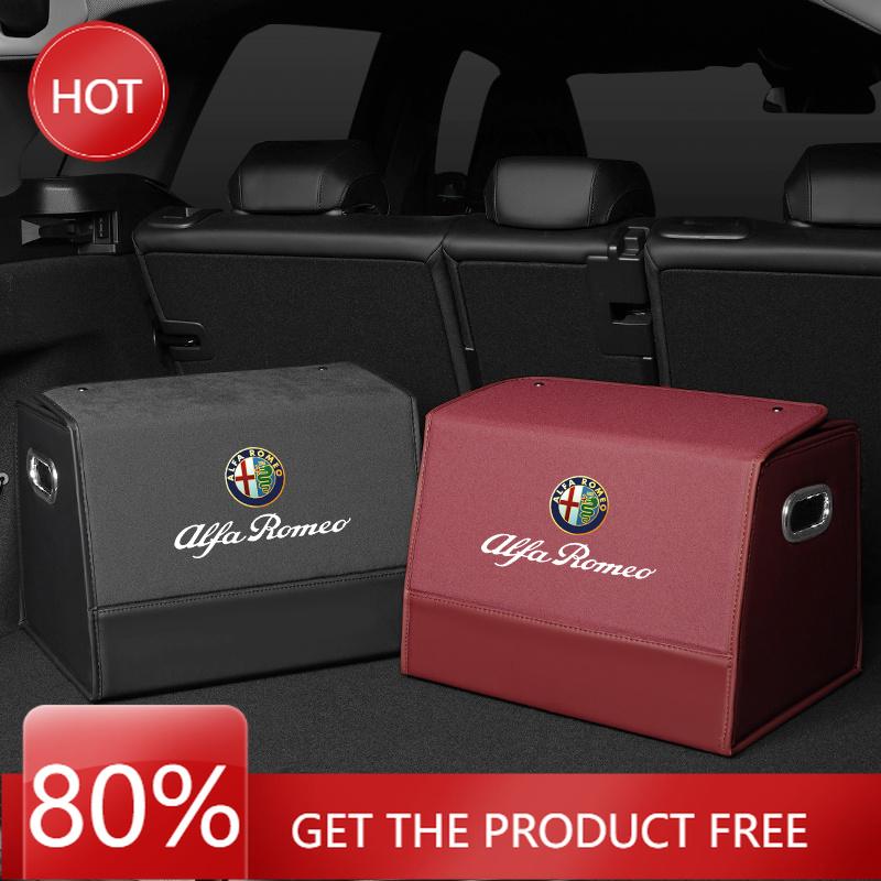 Hub Caps Leather Car Trunk Storage Box Case For Alfa Romeo 4C 159 Spider 156 Large Capacity Foldable Organizer Bin Car Supplies CVP1