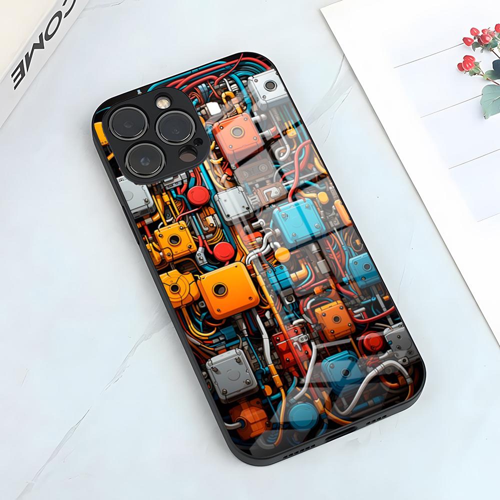 Creative Circuit Board Pattern Phone Case For IPhone 17 Pro Max 15 Pro 16 14 Plus 12 13 Mini 11 Pro Shockproof Glass Cover