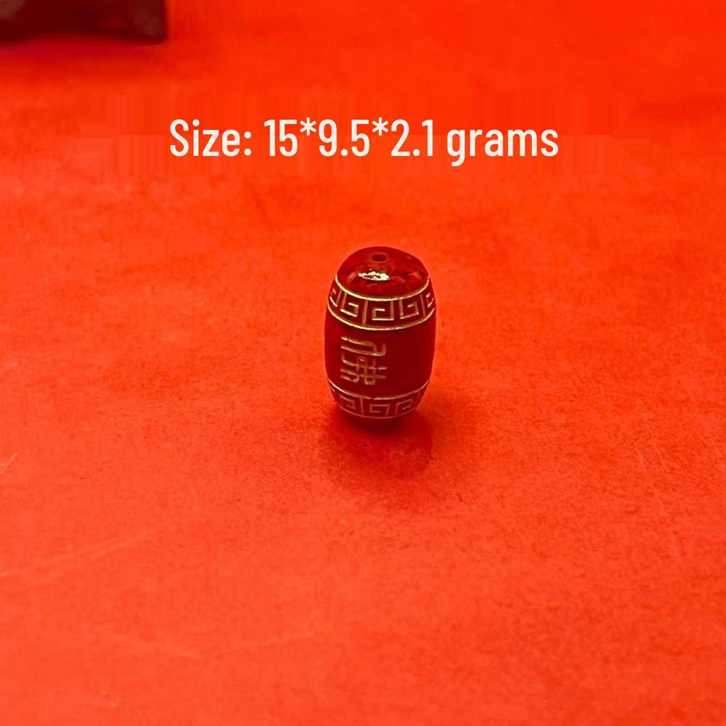 Original Gold-Plated Cinnabar Turtle Shell Fu Plaque and Gourd Pouch Accessories